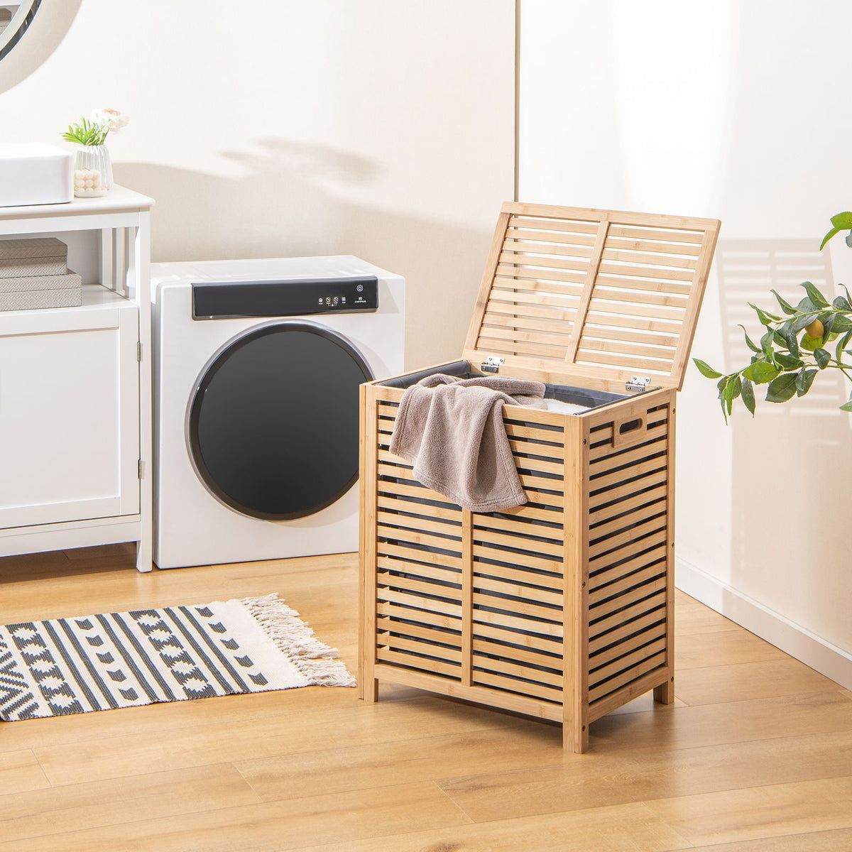 Costway Natural Bamboo Laundry Hamper