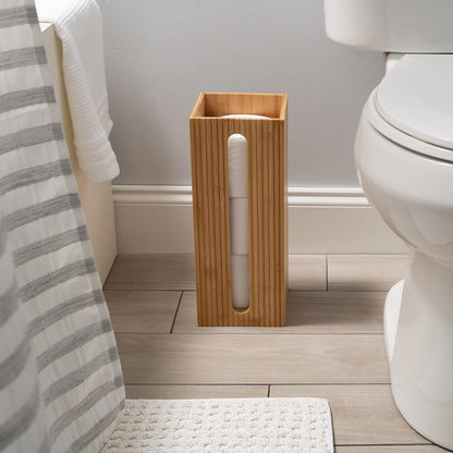 Danny Home Natural Bamboo Toilet Roll Storage Box