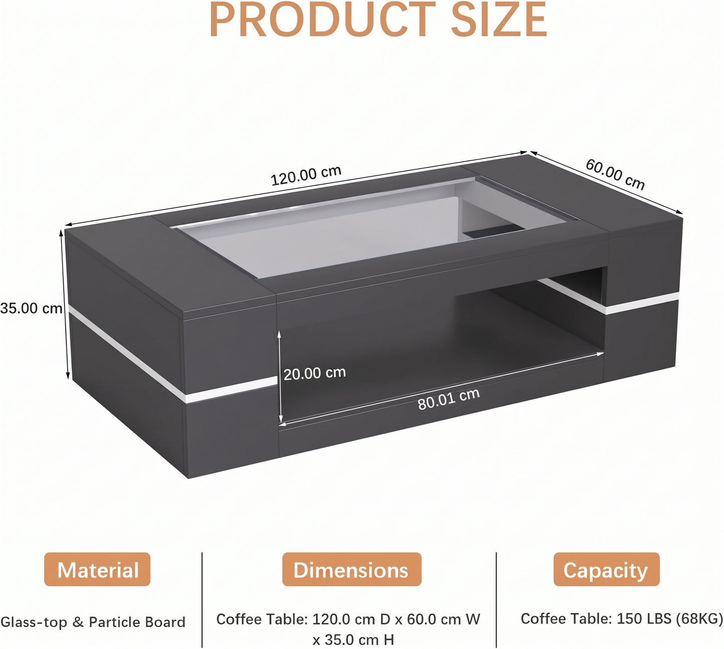Modern Stylish Coffee Table with Glass Top