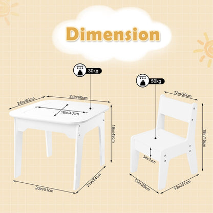 WOLTU Children's Table with 2 Chairs SG028WS