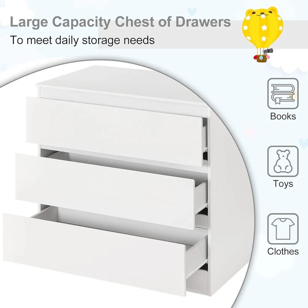 WOLTU Changing Table, Chest of 3 Drawers WT004