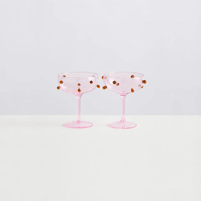 Pomponette Champagne Coupes Set of 6