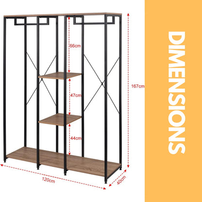 Metal Open Wardrobe With Wooden Shelves