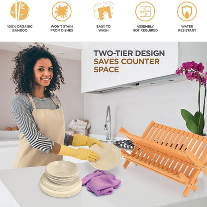 Bamboo Collapsible Dish Drying Rack