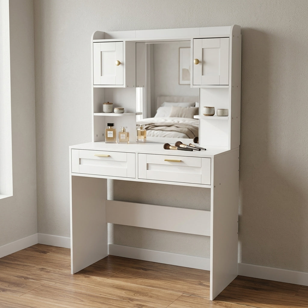 Modern Vanity Desk with Gold Accents