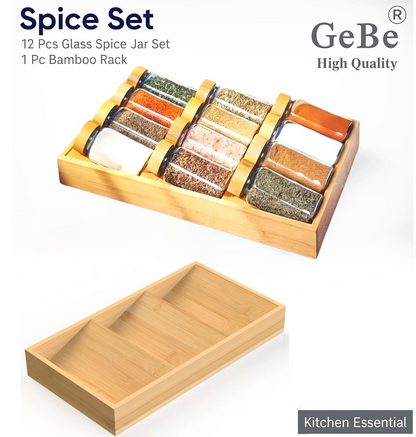 GeBe® 12-Piece Glass Spice Jar Set with 3-Tier Rack