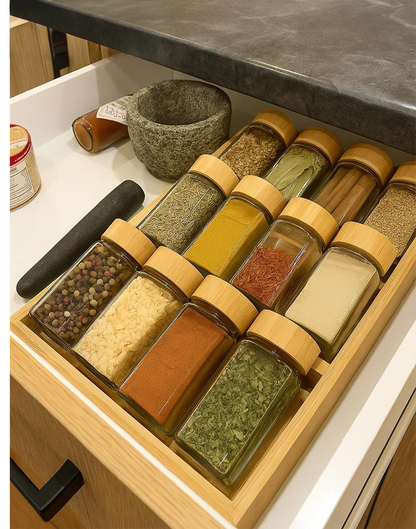 GeBe® 12-Piece Glass Spice Jar Set with 3-Tier Rack