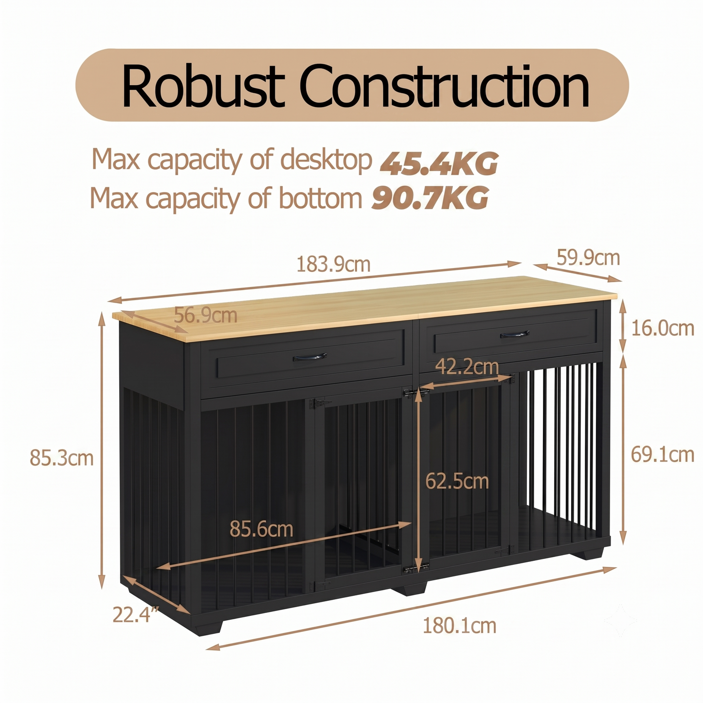 Wooden Dog Crate Cage (2026150c)