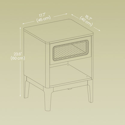 VASAGLE Rattan Bedside Table