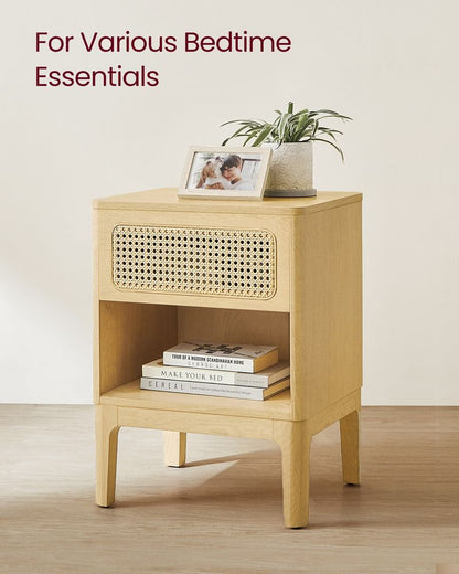VASAGLE Rattan Bedside Table
