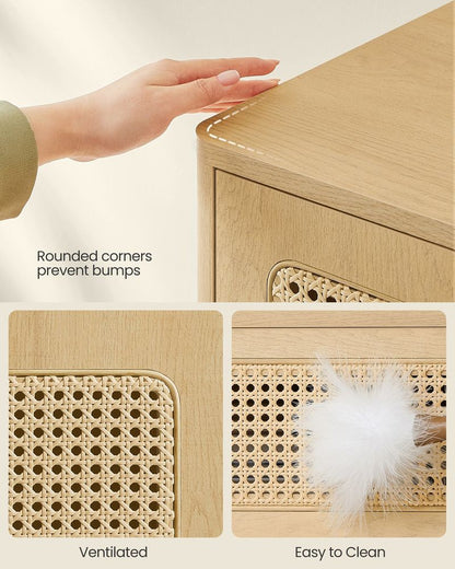 VASAGLE Rattan Bedside Table