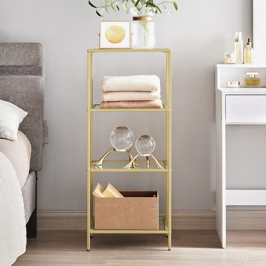 VASAGLE 4-Tier Glass Shelf