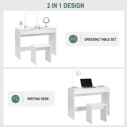 WOLTU dressing table with a flip-up mirror and matching stool