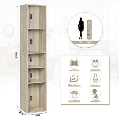 Bookcase, Open Shelf with 5 Cubes