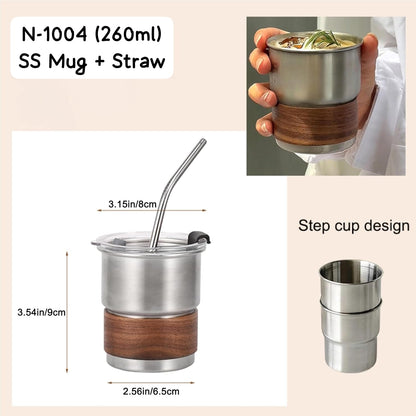 Stainless Steel Coffee Cup with Sleeves and Straw (20263c)