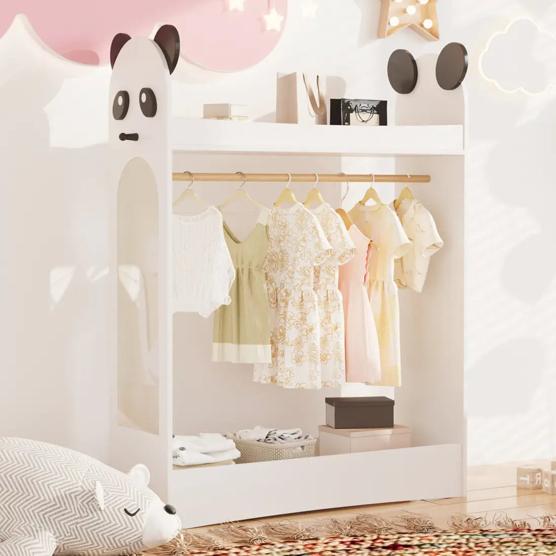 Stylish Kids Wardrobe with Mirror