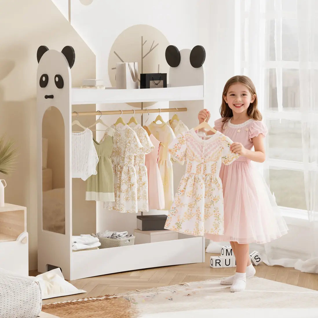 Stylish Kids Wardrobe with Mirror