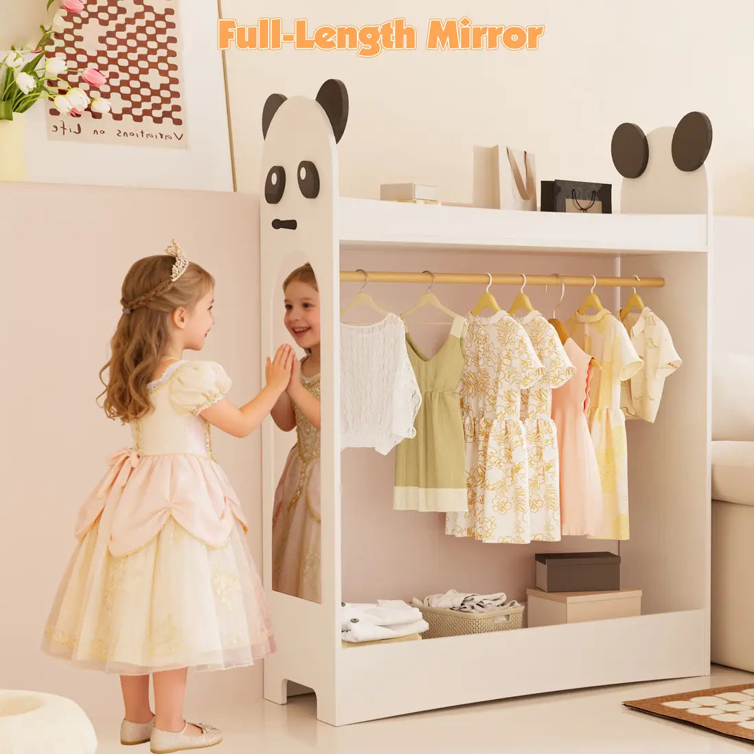 Stylish Kids Wardrobe with Mirror
