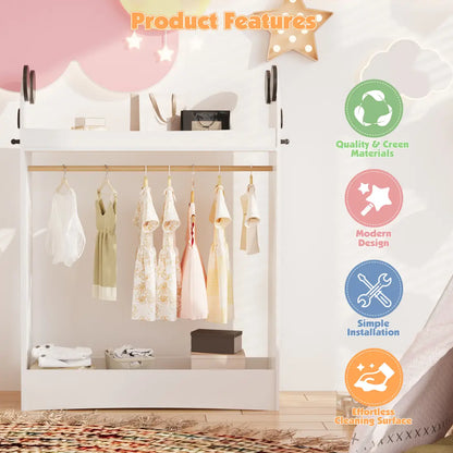 Stylish Kids Wardrobe with Mirror