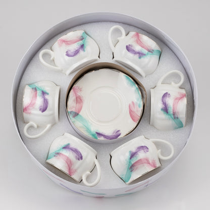 Porcelain Espresso Cup & Saucer Set of 6