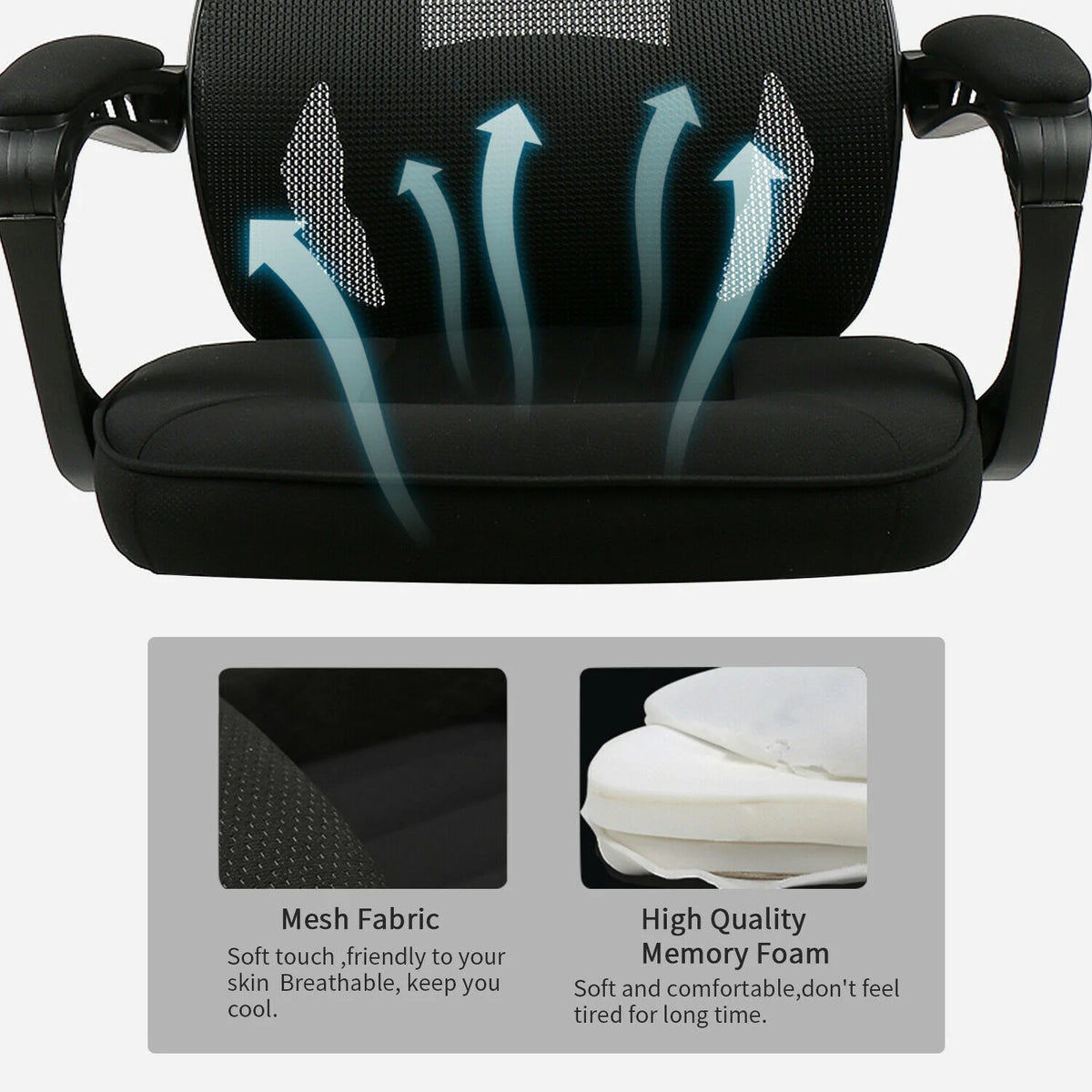 Ergonomic Black Mesh Office Chair with Headrest