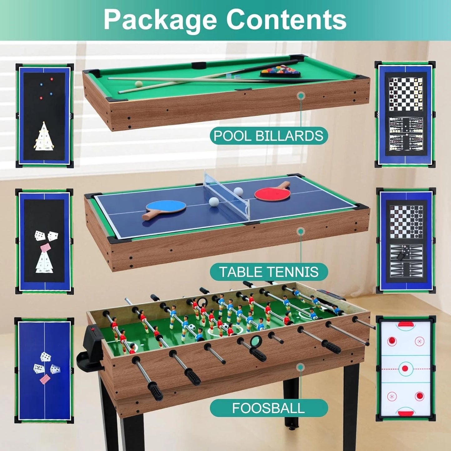 12-in-1 Combo Game Table Multi-Game Set with Accessories